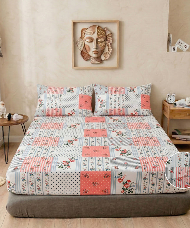 Urban Fitted Bedsheets Pink White
