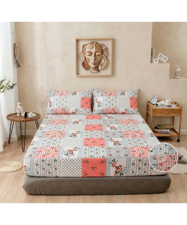Urban Fitted Bedsheets Pink White