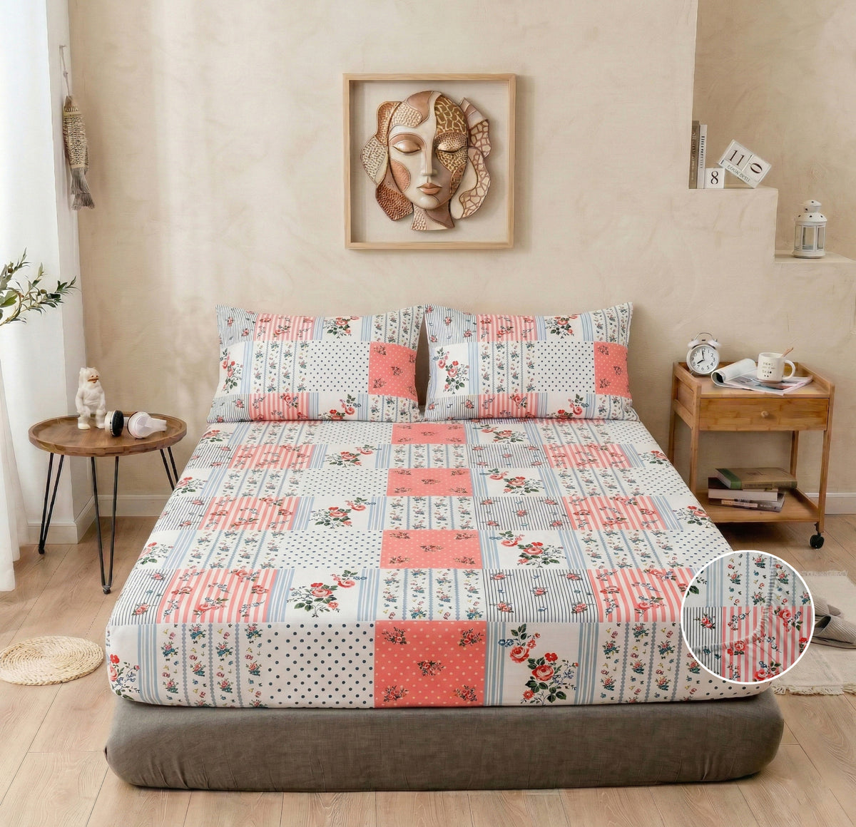 Urban Fitted Bedsheets Pink White