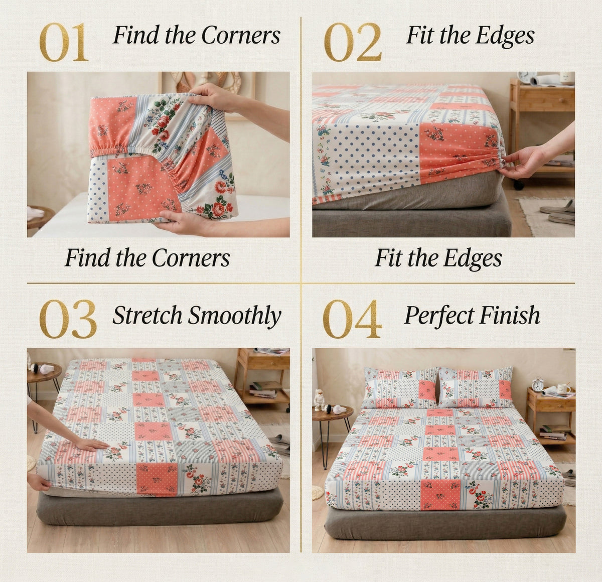 Urban Fitted Bedsheets Pink White