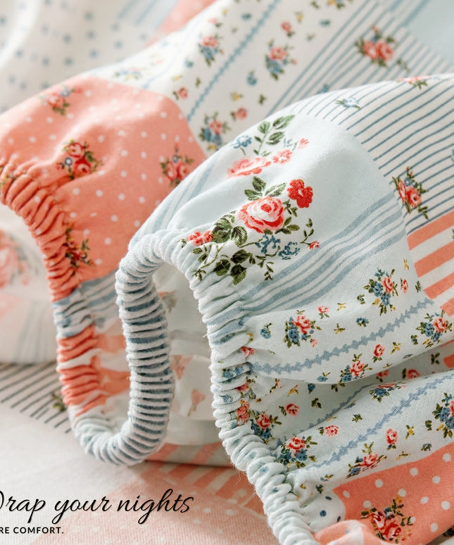 Urban Fitted Bedsheets Pink White