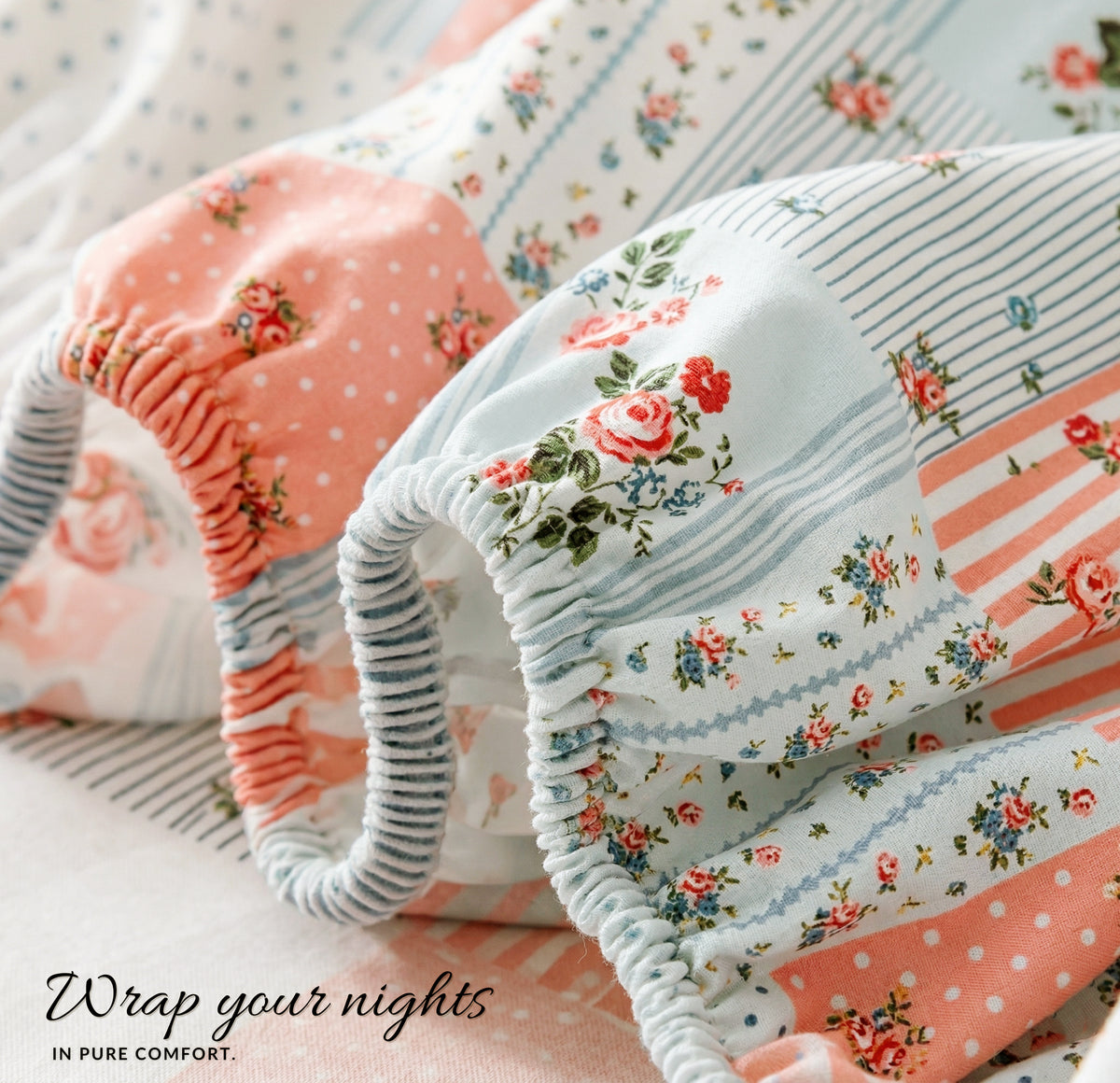 Urban Fitted Bedsheets Pink White