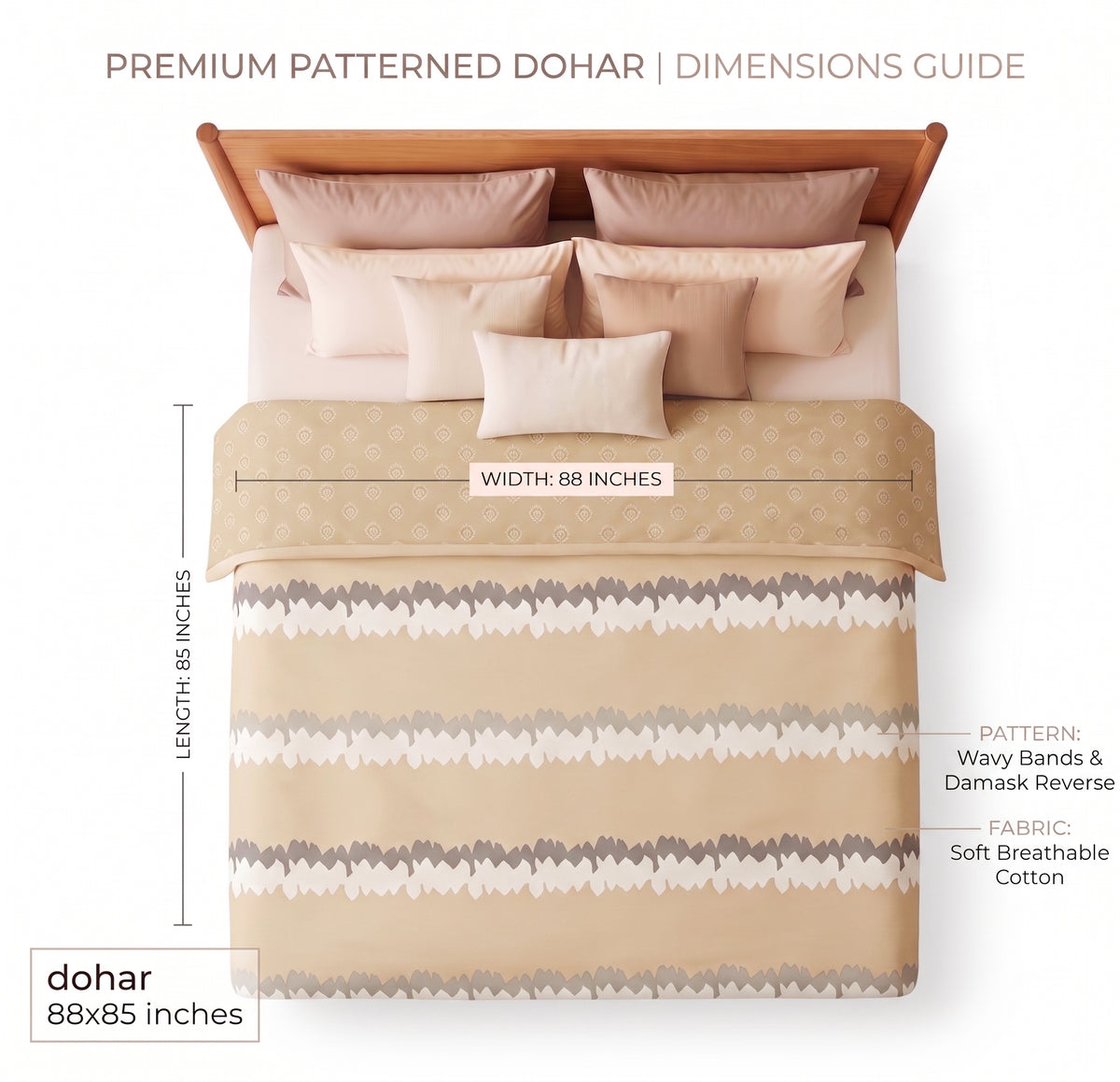 Stella Reversible Dohar Beige Off White