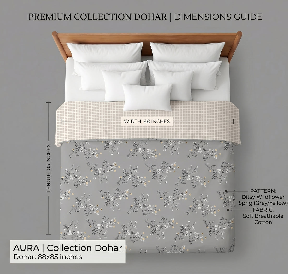 Aura Reversible Dohar Light Grey