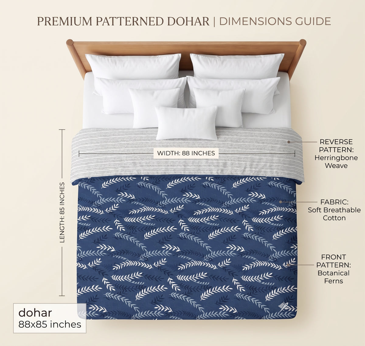 Aura Reversible Dohar Dark Blue