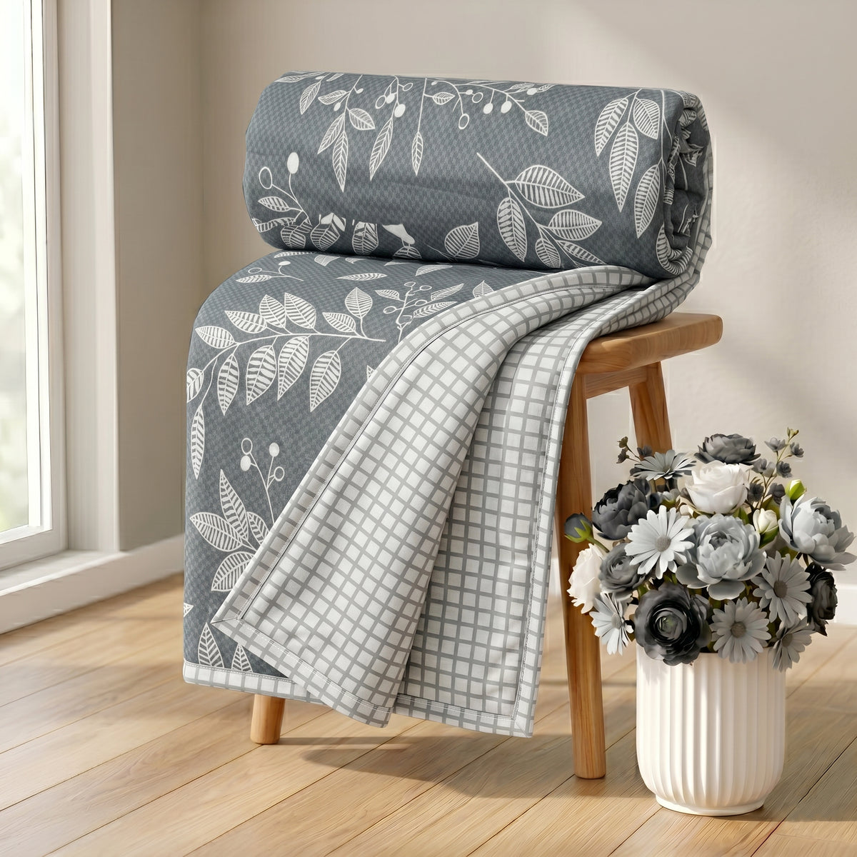Aura Reversible Dohar Grey White