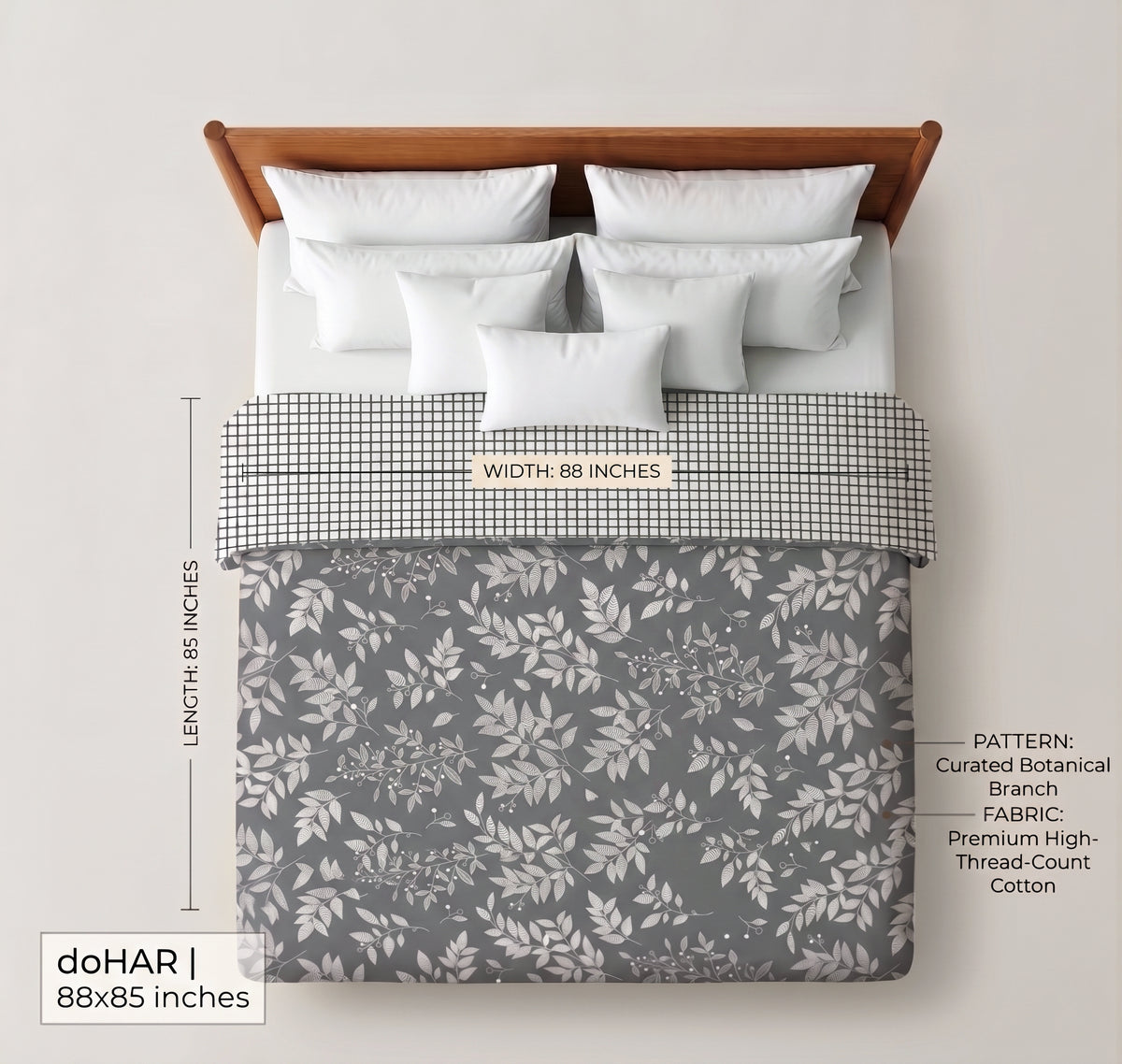 Aura Reversible Dohar Grey White