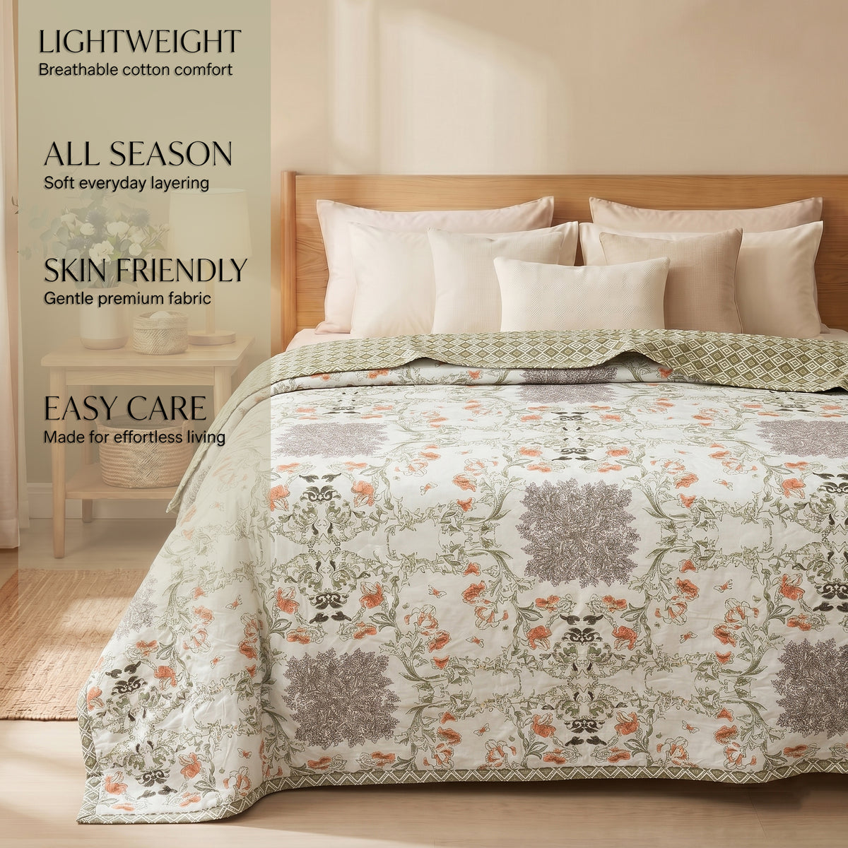 Aura Reversible Dohar Beige Green