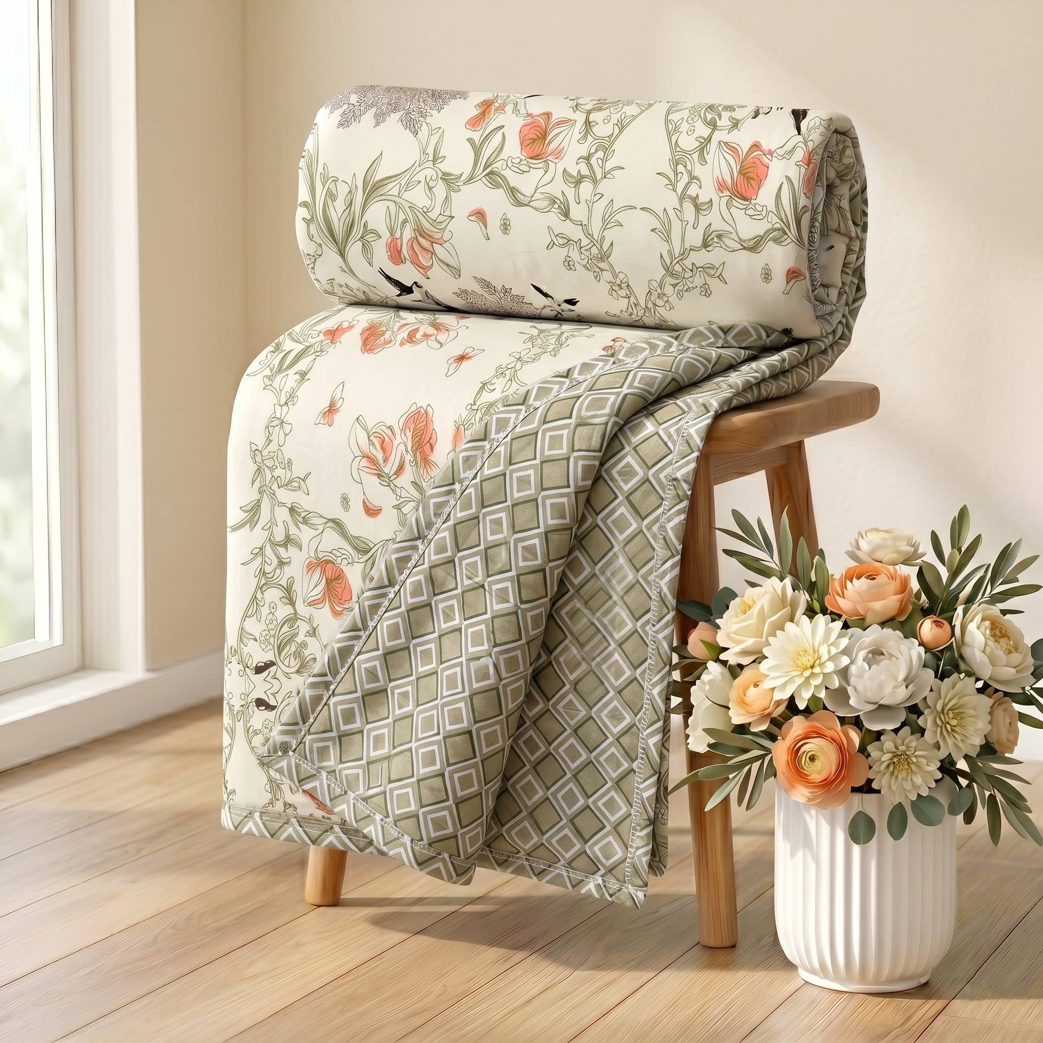Aura Reversible Dohar Beige Green
