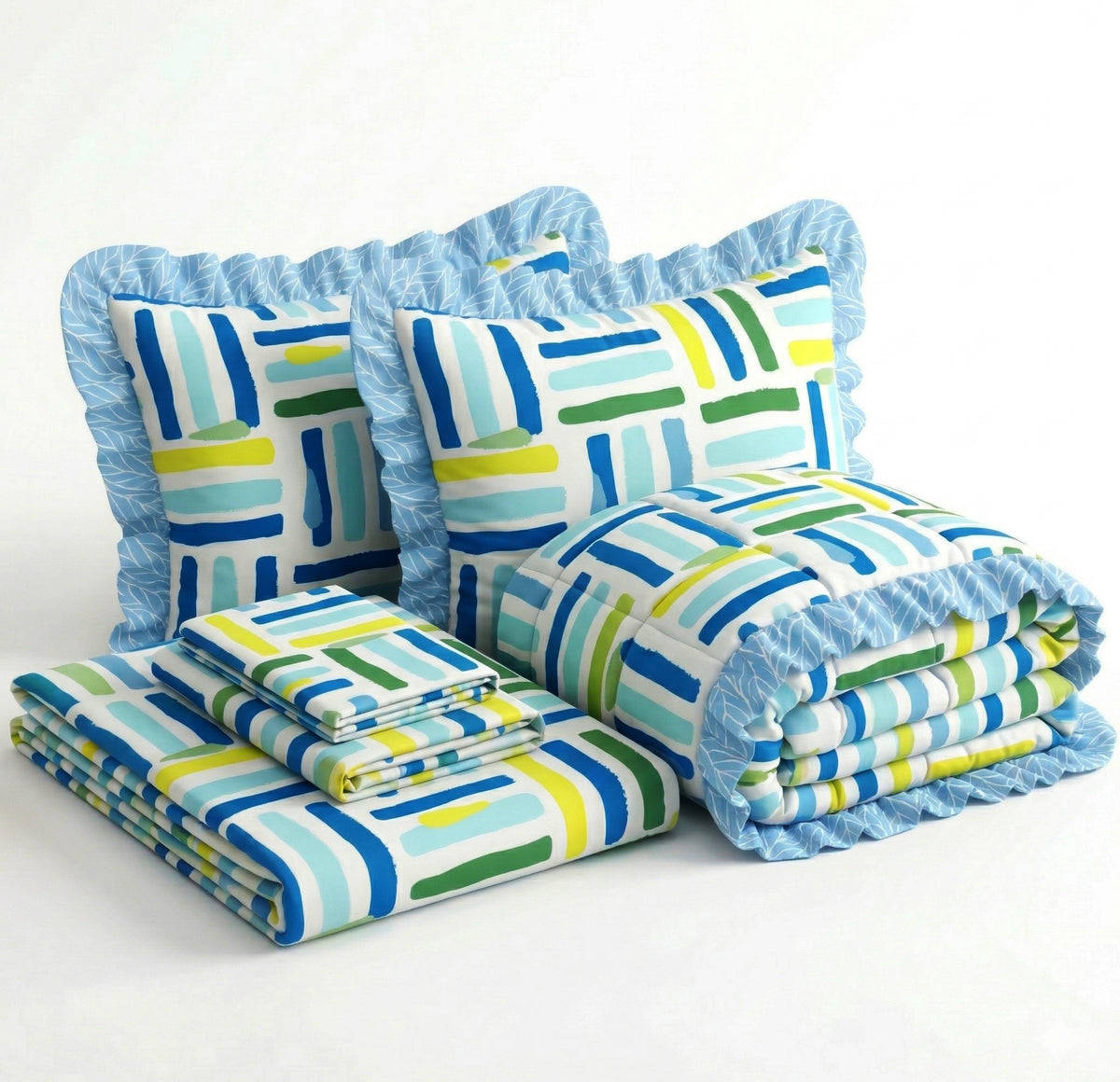 Frillo 4Pcs Bedding Set Blue Yellow