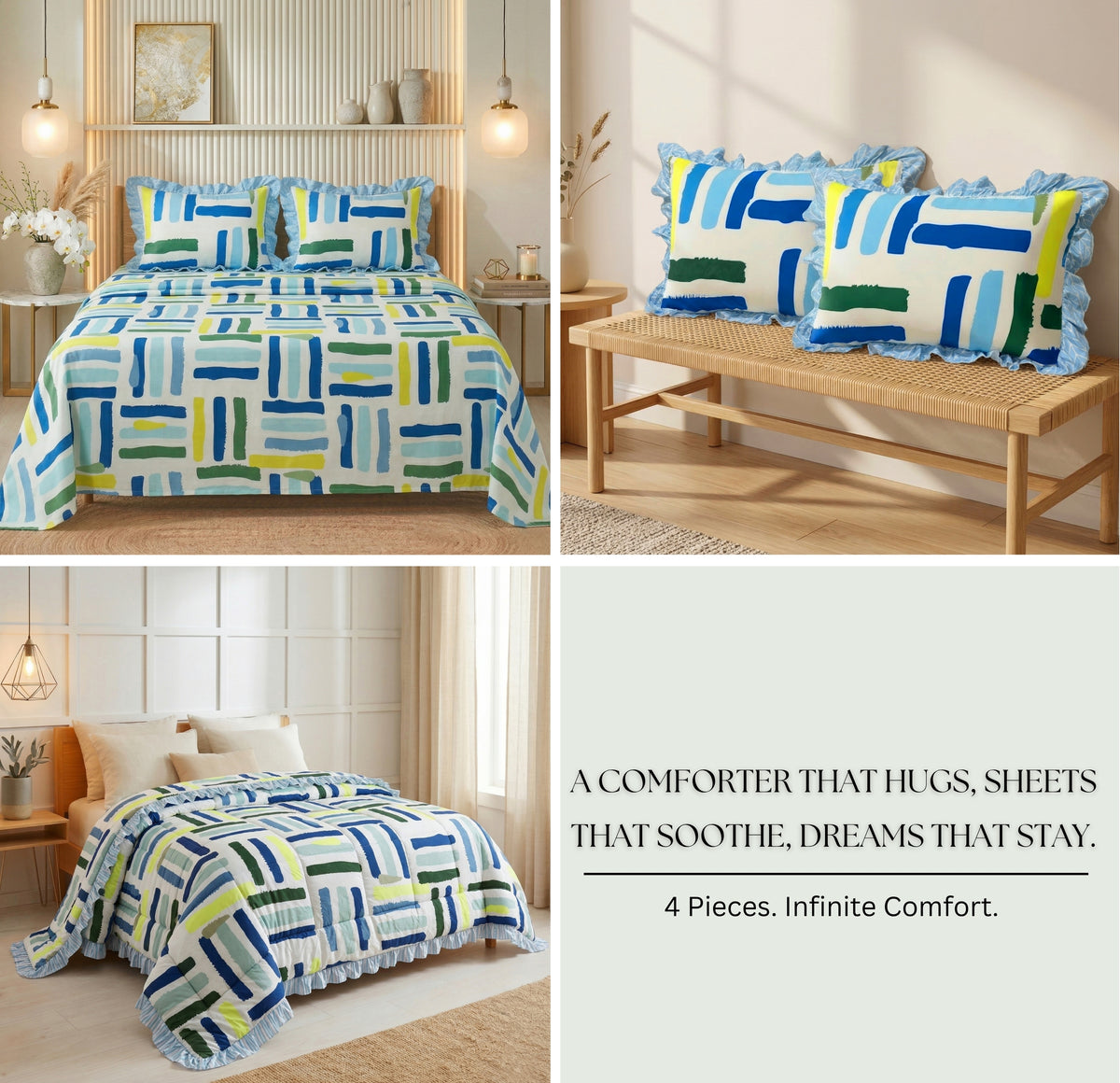 Frillo 4Pcs Bedding Set Blue Yellow