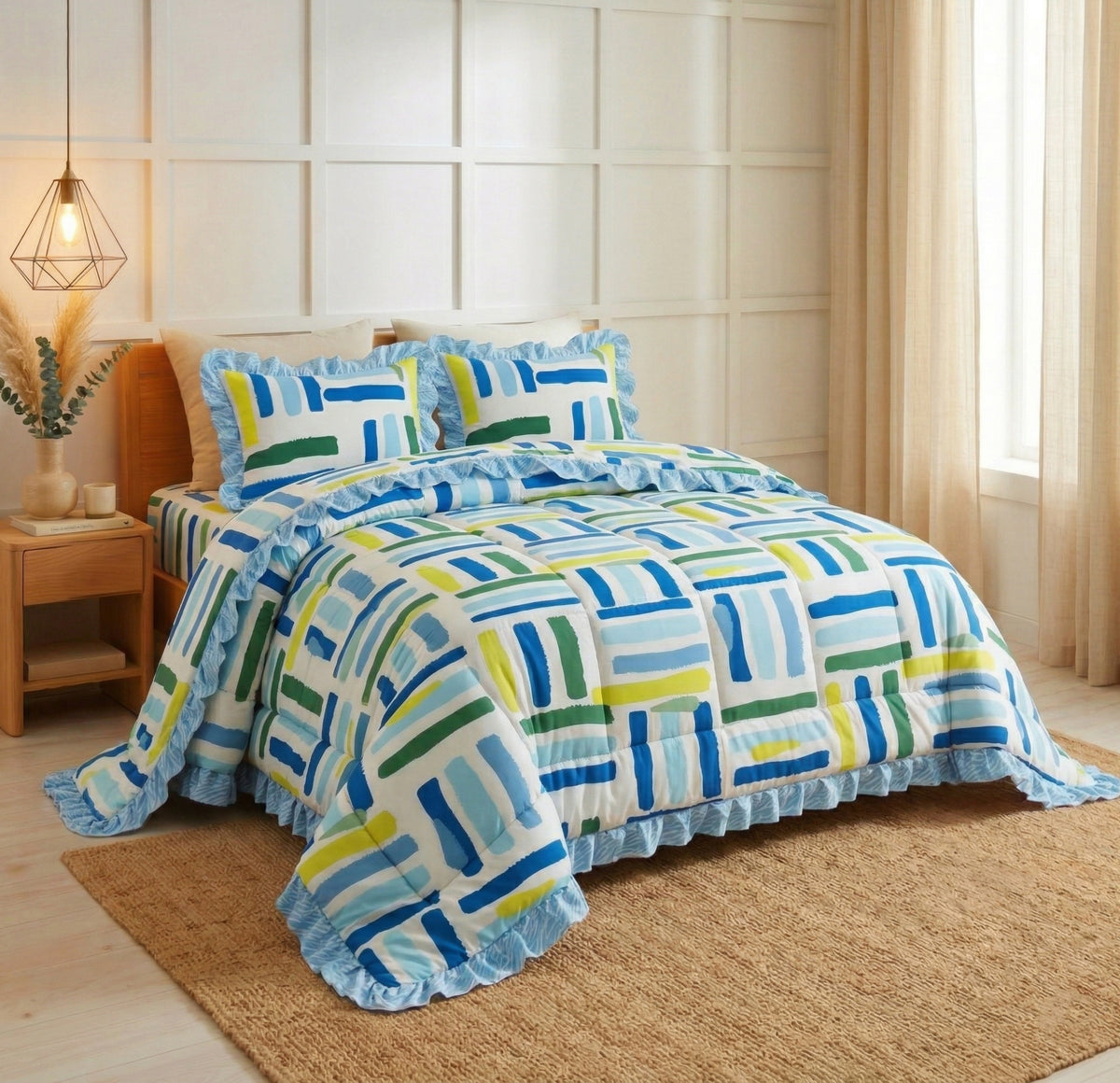 Frillo 4Pcs Bedding Set Blue Yellow