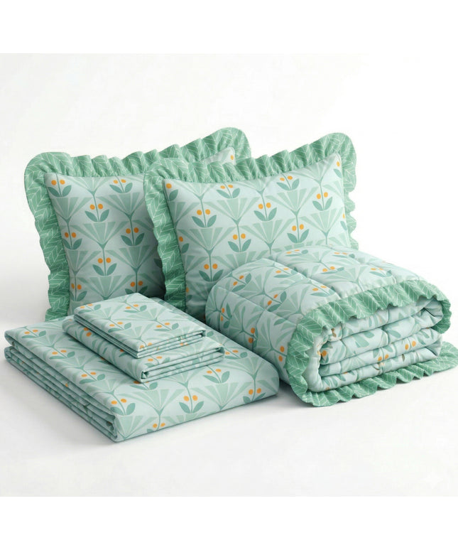 Frillo 4Pcs Bedding Set Mint Green