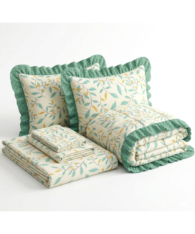 Frillo 4Pcs Bedding Set Olive Green