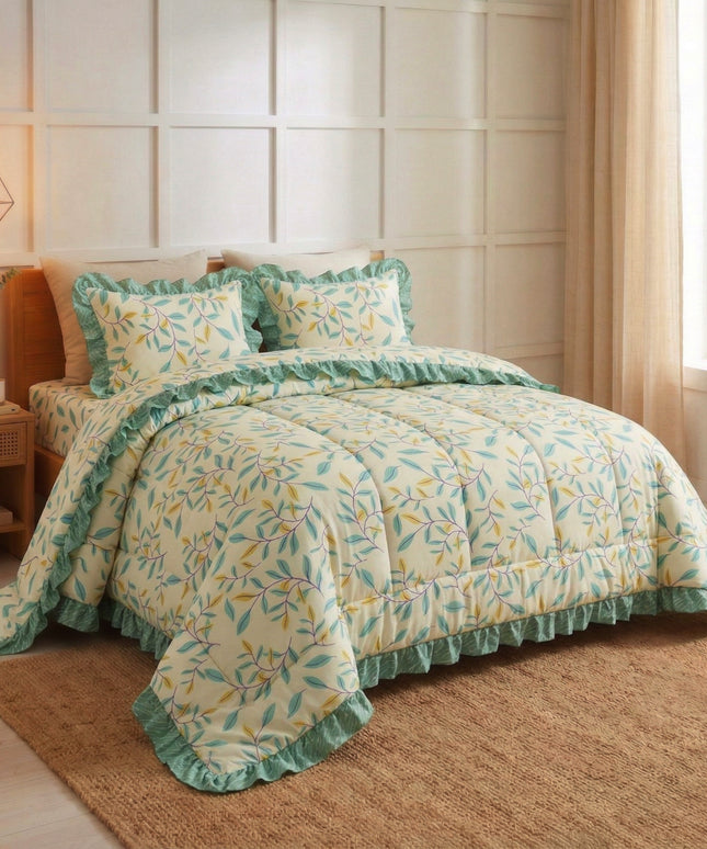 Frillo 4Pcs Bedding Set Olive Green