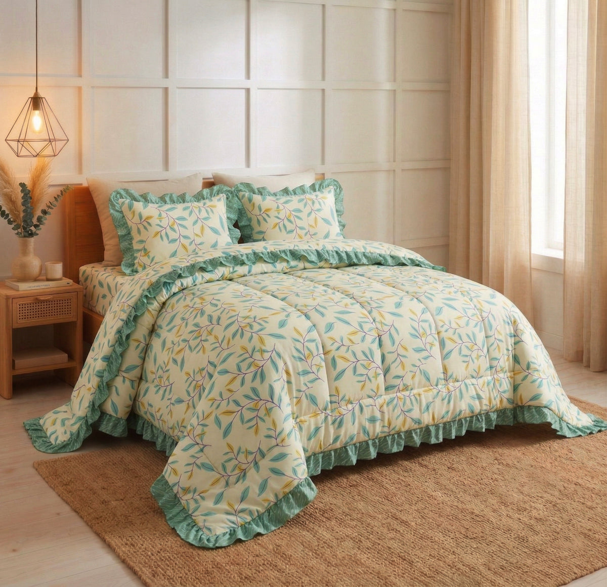 Frillo 4Pcs Bedding Set Olive Green