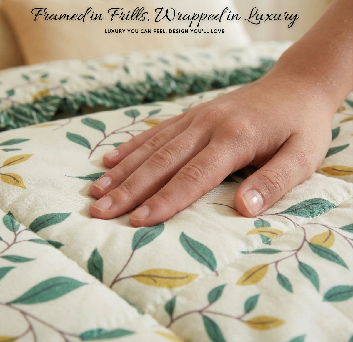 Frillo 4Pcs Bedding Set Olive Green