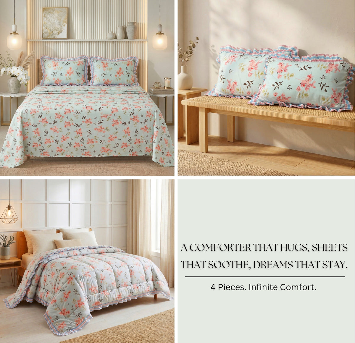 Frillo 4Pcs Bedding Set Sky Blue