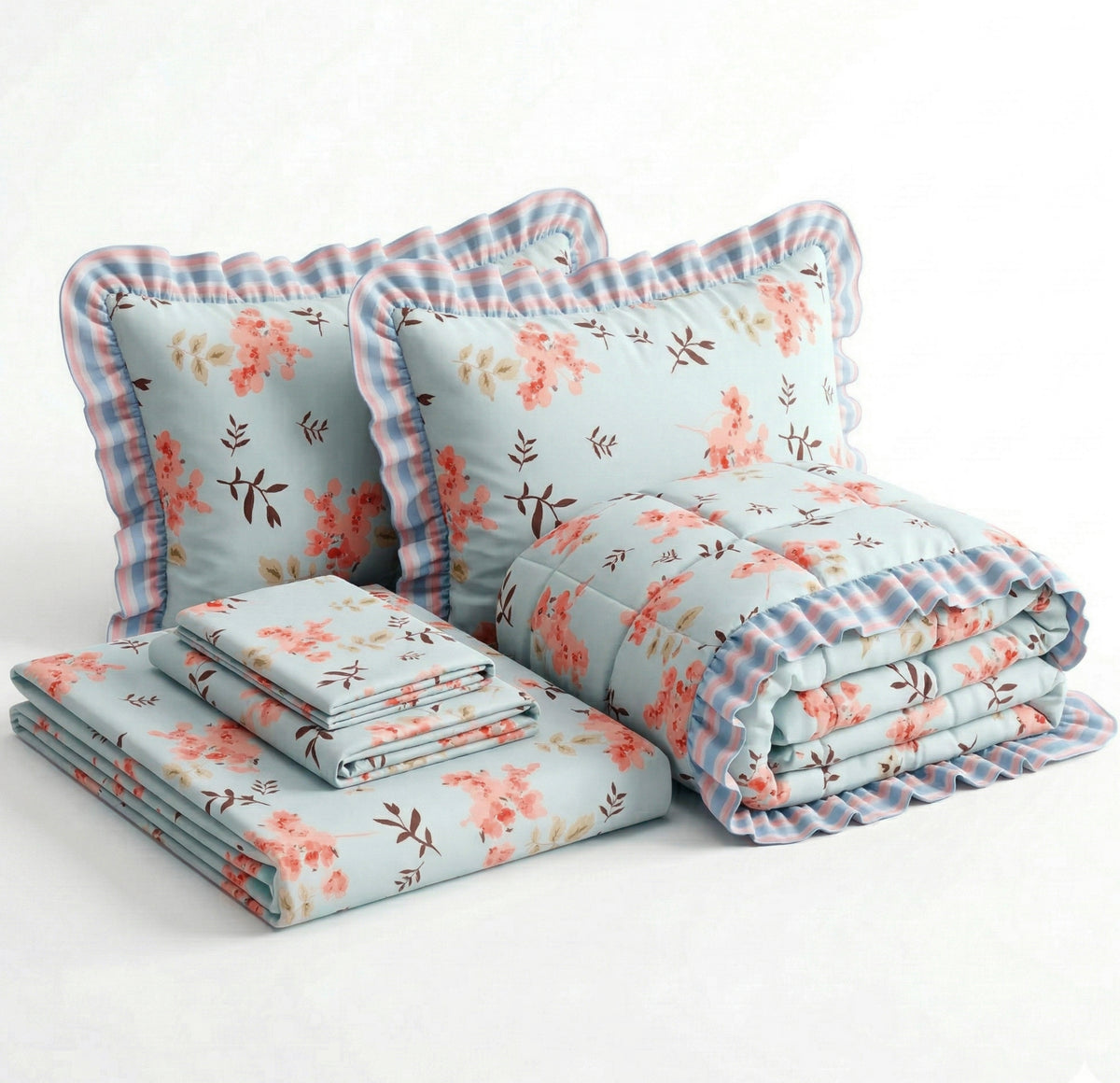 Frillo 4Pcs Bedding Set Sky Blue