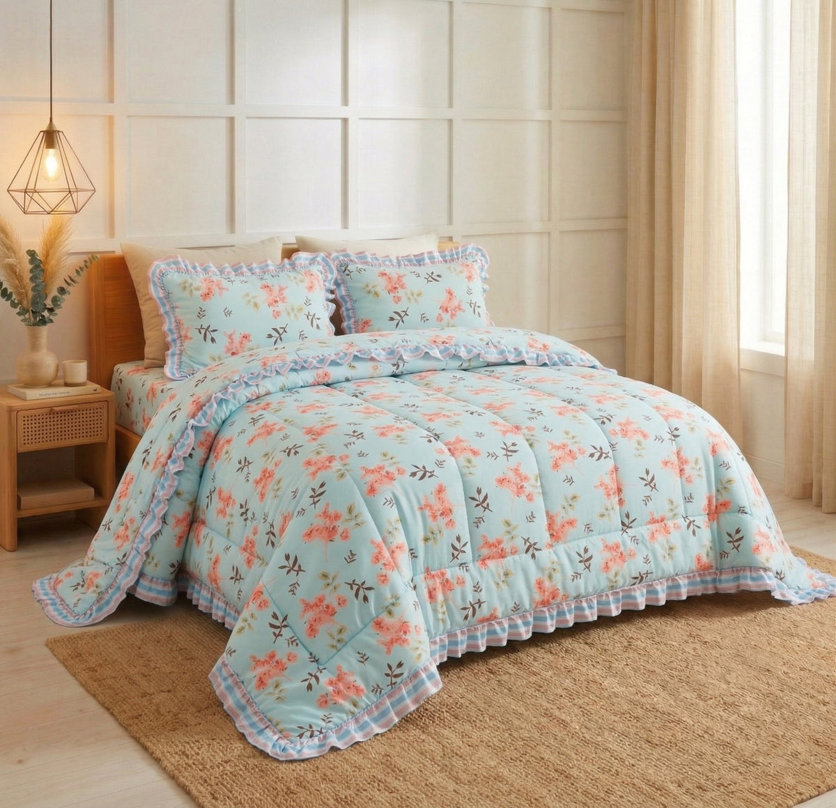 Frillo 4Pcs Bedding Set Sky Blue
