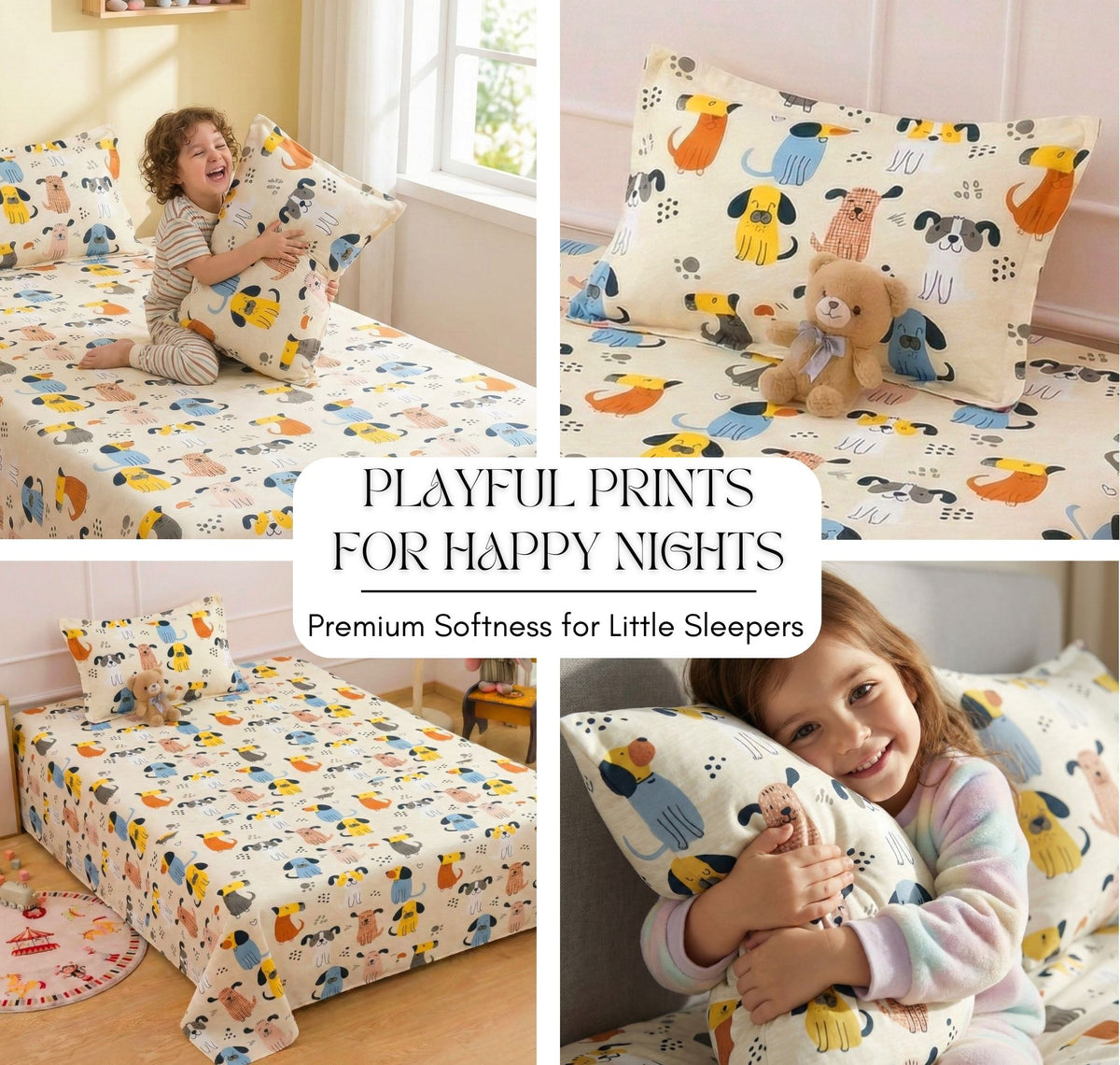 Kidzzy 3Pcs Bedding Set White Yellow