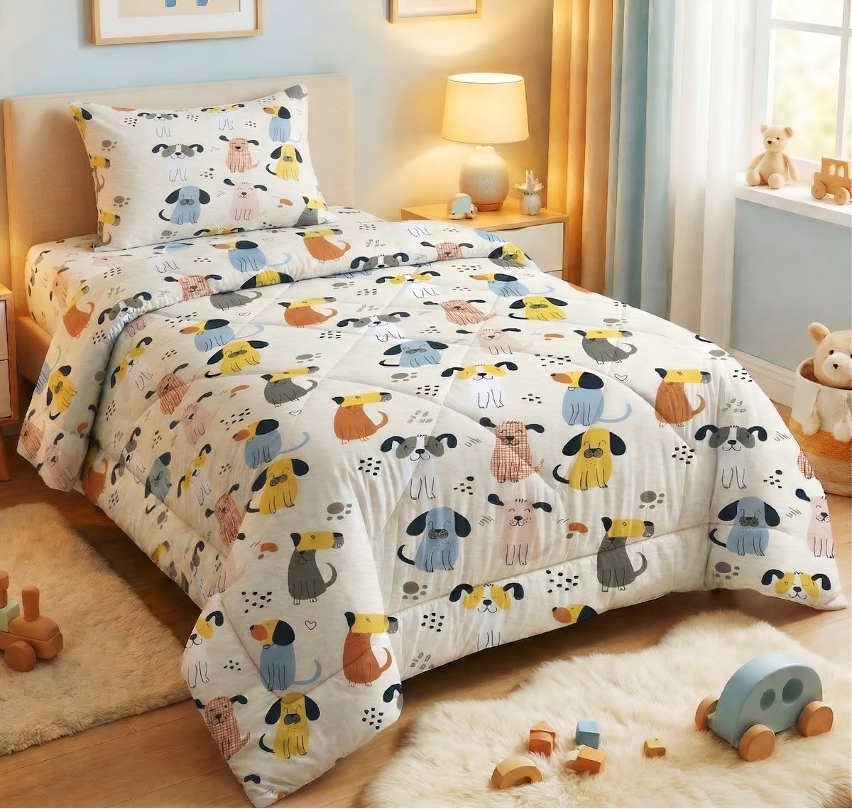 Kidzzy 3Pcs Bedding Set White Yellow
