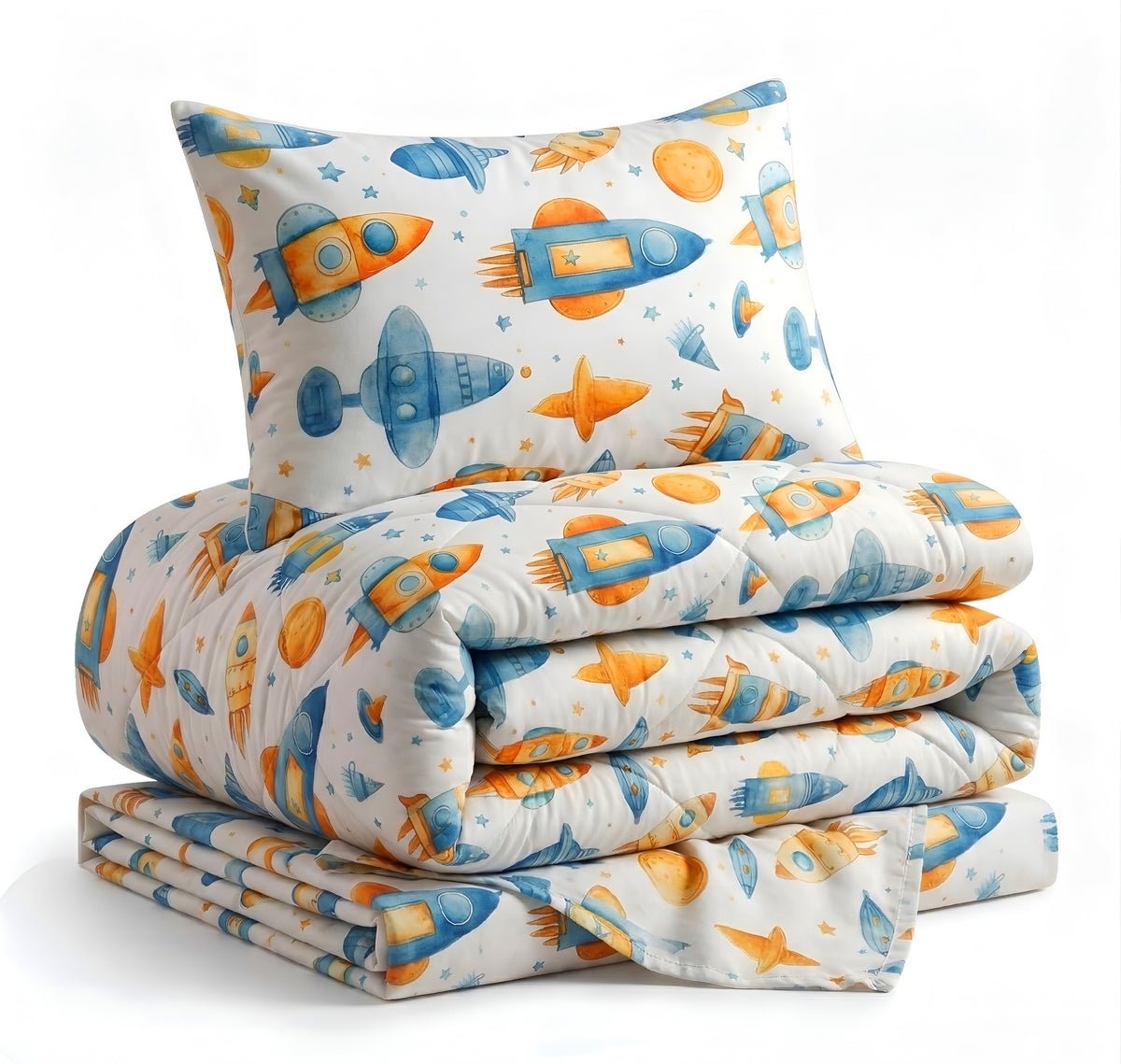 Kidzzy 3Pcs Bedding Set White Orange