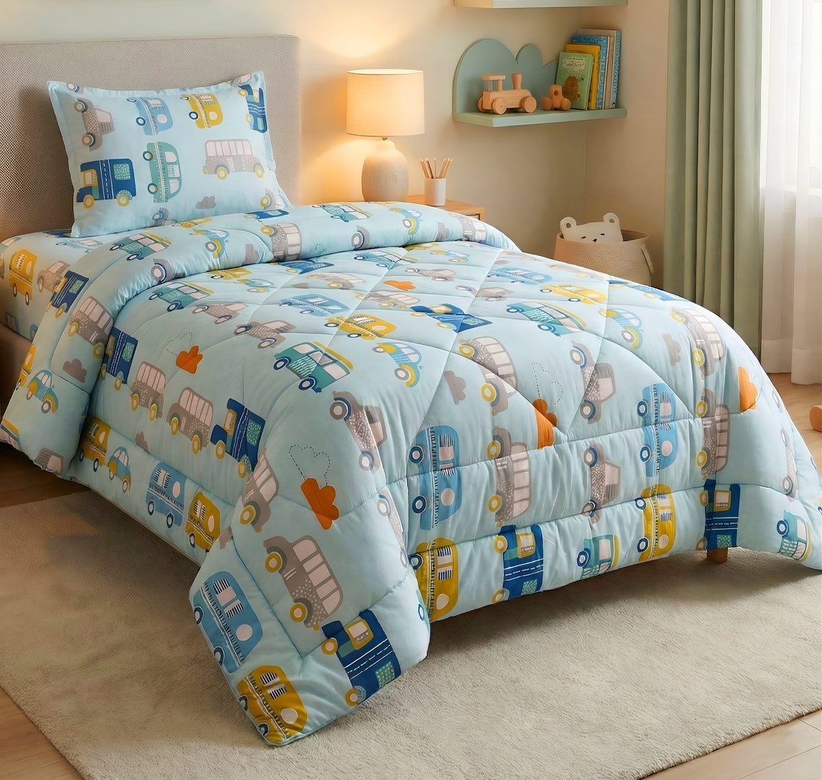 Kidzzy 3Pcs Bedding Set Baby Blue