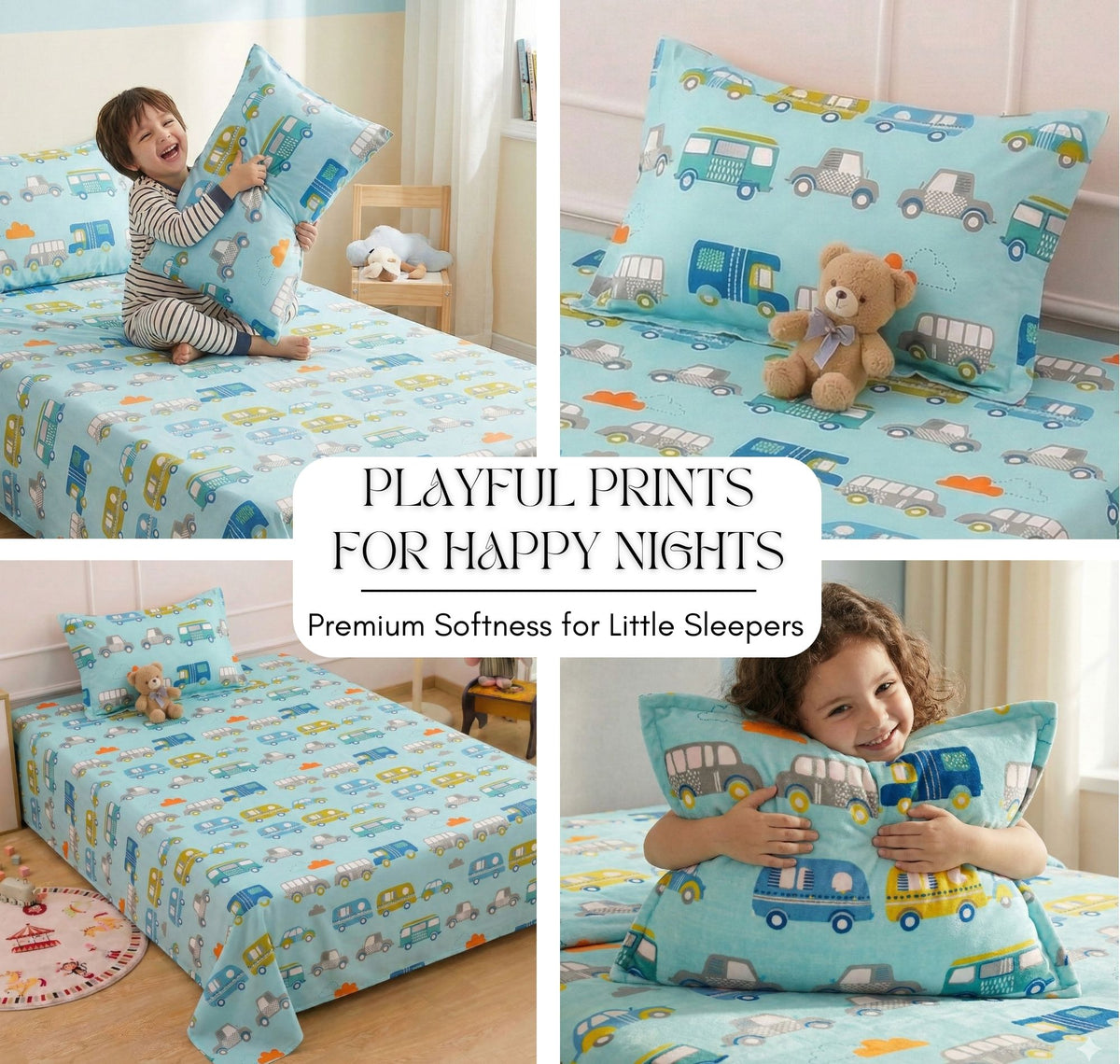 Kidzzy 3Pcs Bedding Set Baby Blue