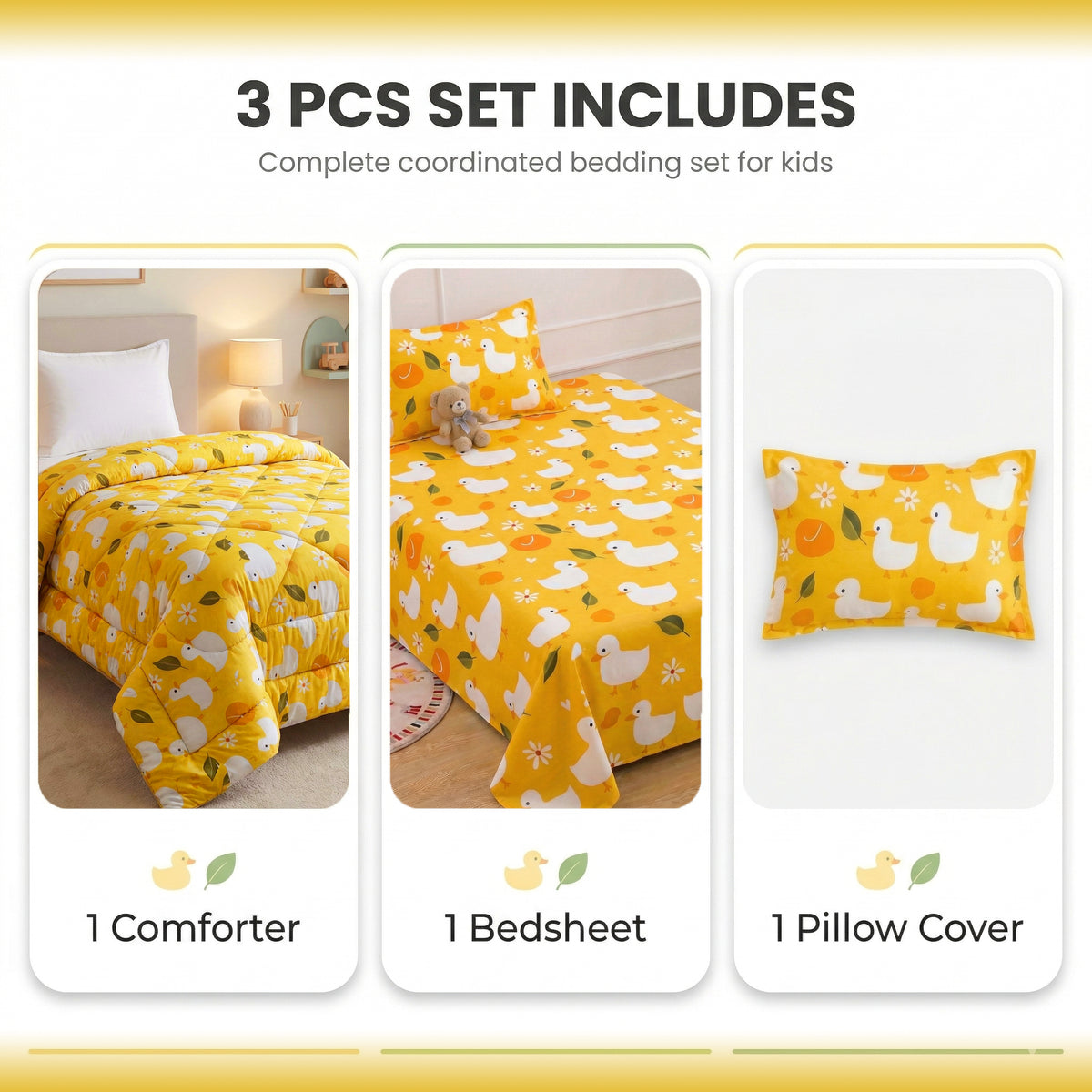 Kidzzy 3Pcs Bedding Set Mustard Yellow