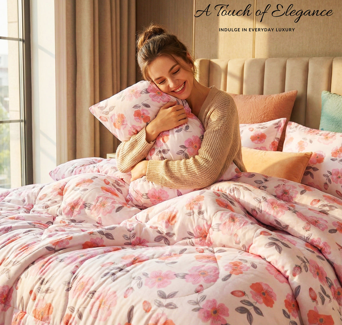 Pearl 4Pcs Bedding Set Rose Pink
