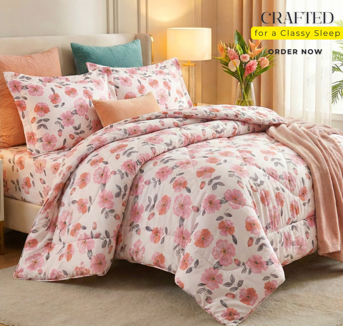 Pearl 4Pcs Bedding Set Rose Pink