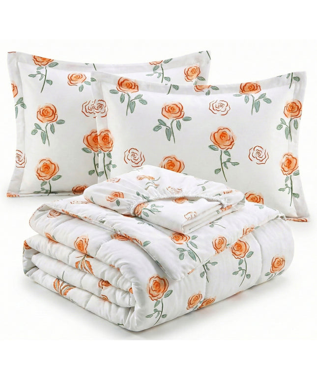 Pearl 4Pcs Bedding Set Peach White