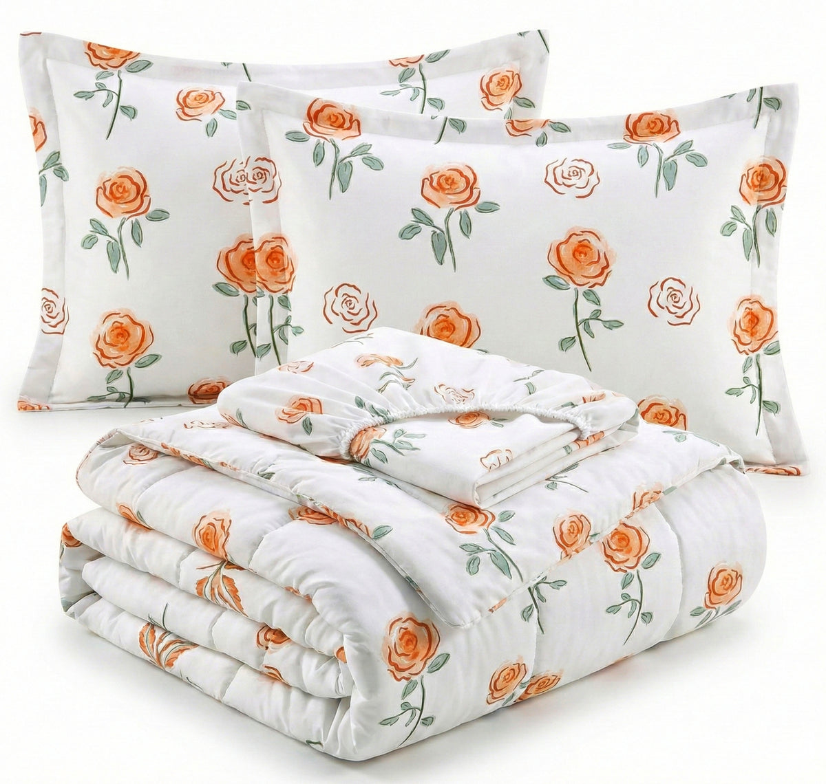 Pearl 4Pcs Bedding Set Peach White