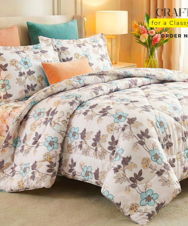 Pearl 4Pcs Bedding Set Beige Floral