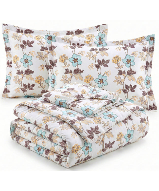 Pearl 4Pcs Bedding Set Beige Floral