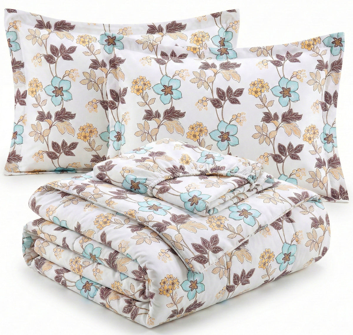 Pearl 4Pcs Bedding Set Beige Floral