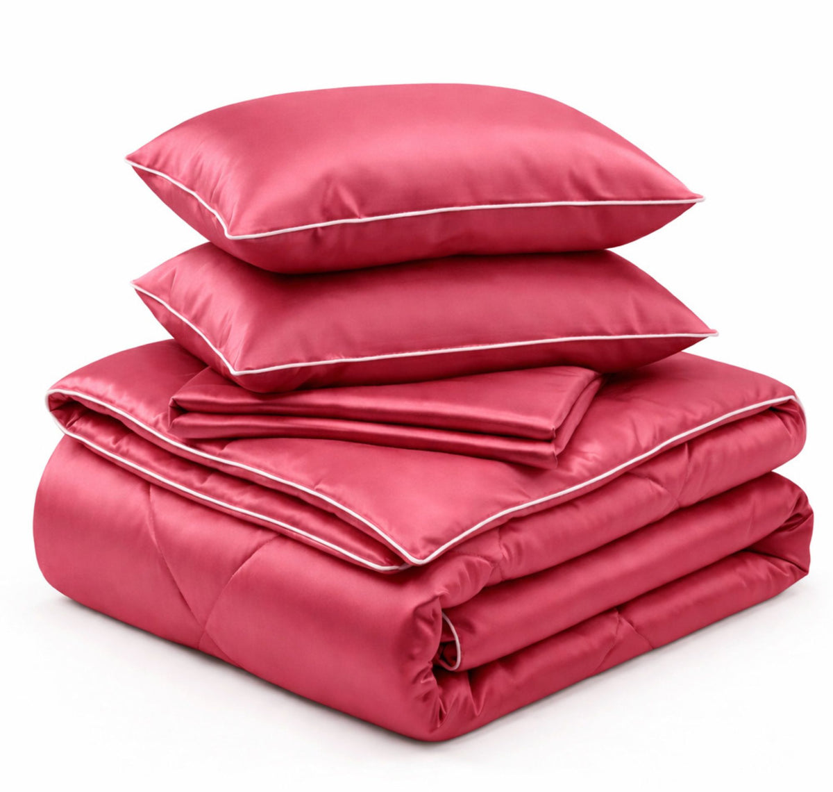 Satin Silk 4Pcs Bedding Set Rose Pink