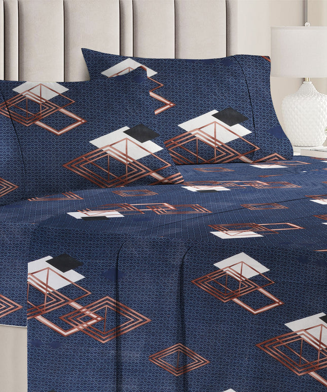 Valencia 4Pcs Bedding Set Navy Blue