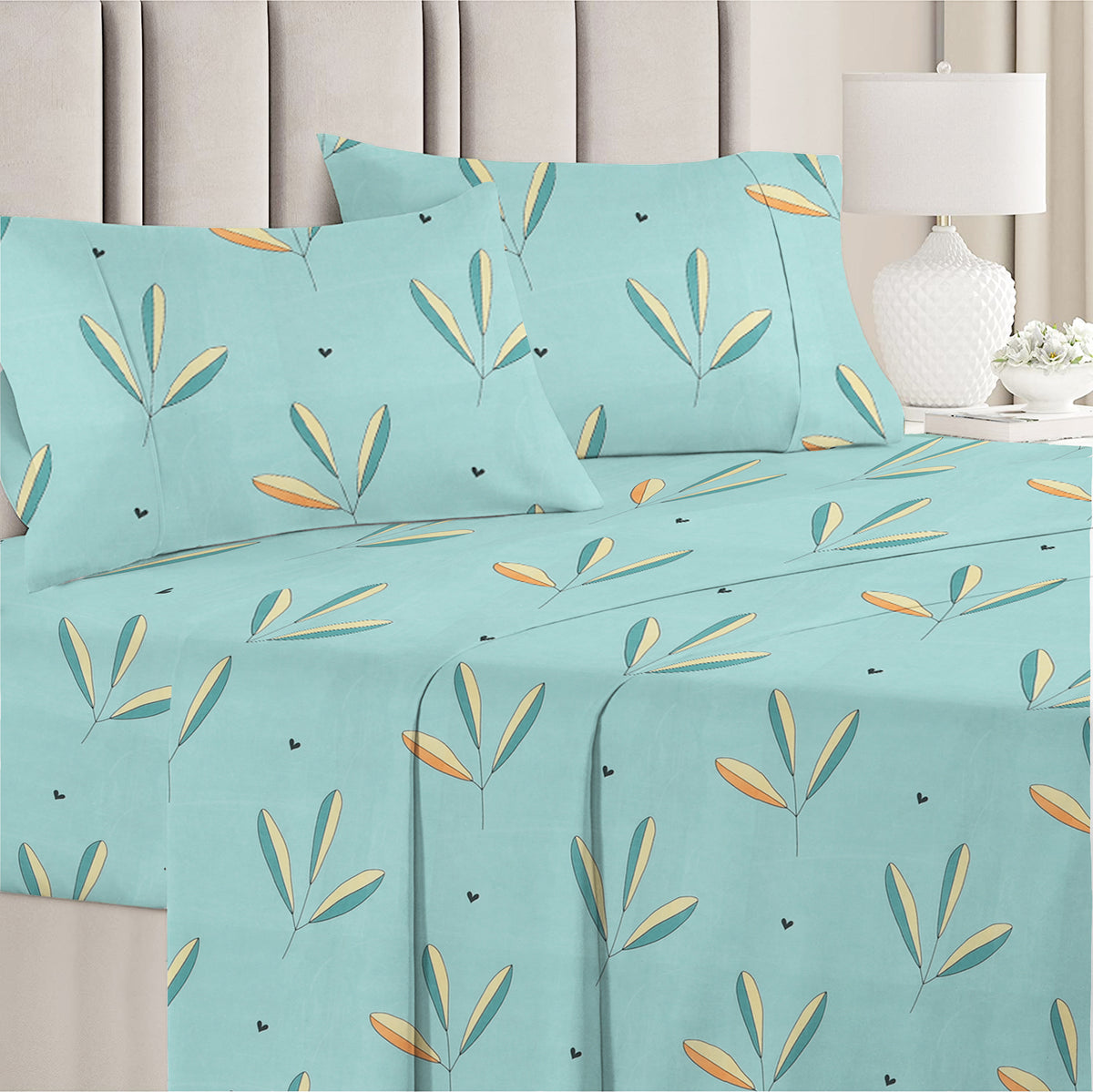 Valencia 4Pcs Bedding Set Aqua Mint