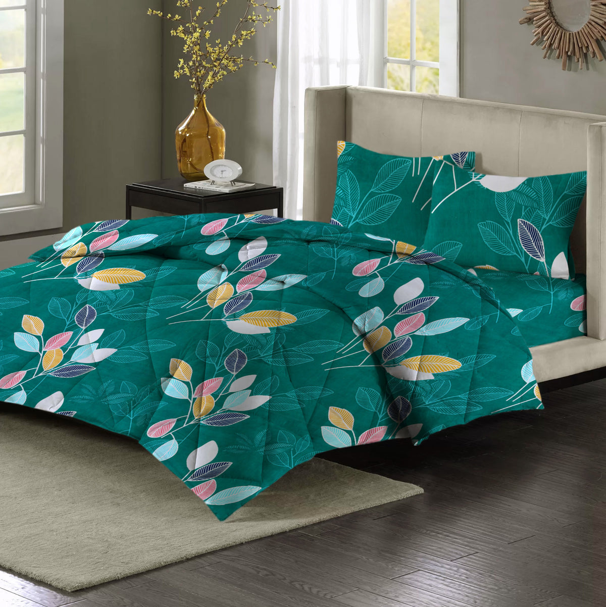 Prime 4Pcs Bedding Set Teal Green