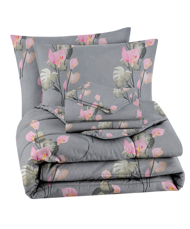 Valencia 4Pcs Bedding Set Charcoal Grey