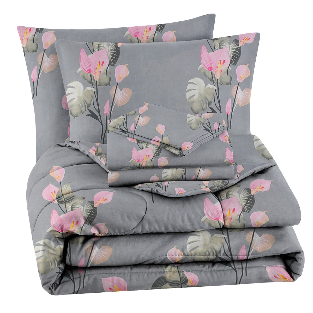 Valencia 4Pcs Bedding Set Charcoal Grey