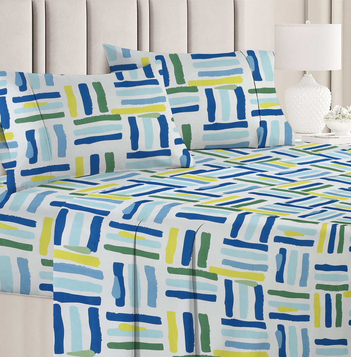 Valencia 4Pcs Bedding Set Blue  Green