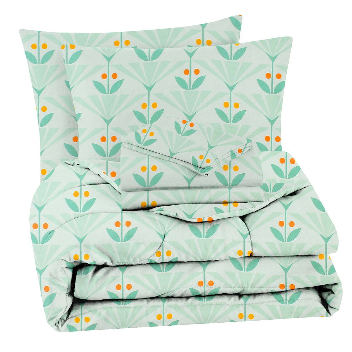 Valencia 4Pcs Bedding Set Mint Green