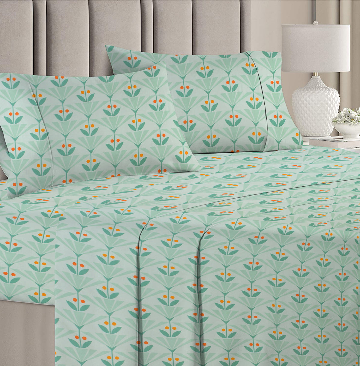 Valencia 4Pcs Bedding Set Mint Green