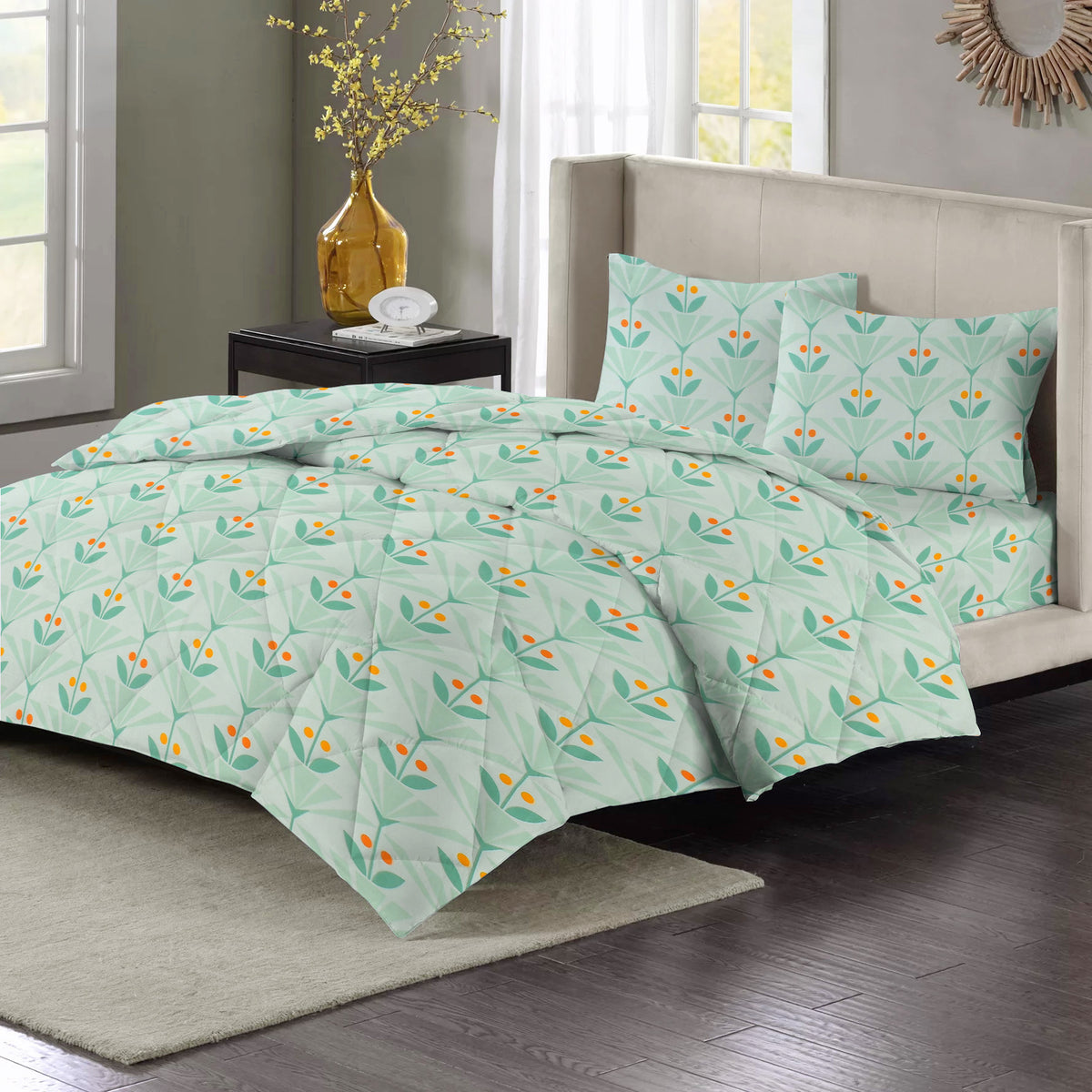 Valencia 4Pcs Bedding Set Mint Green