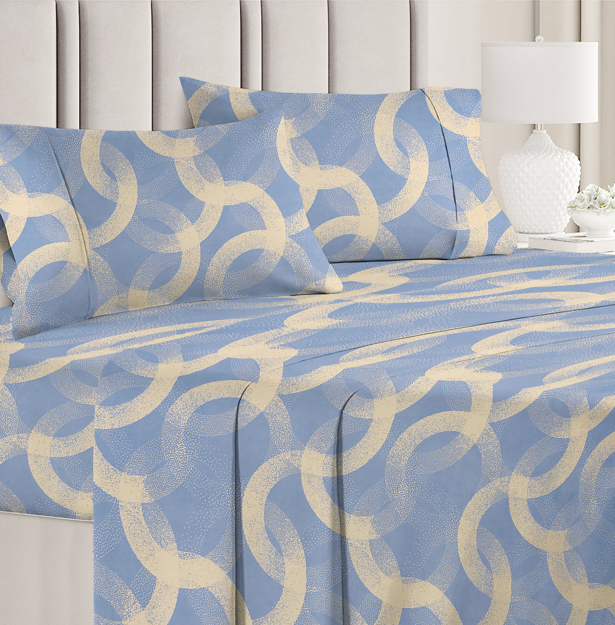 Valencia 4Pcs Bedding Set Light Blue