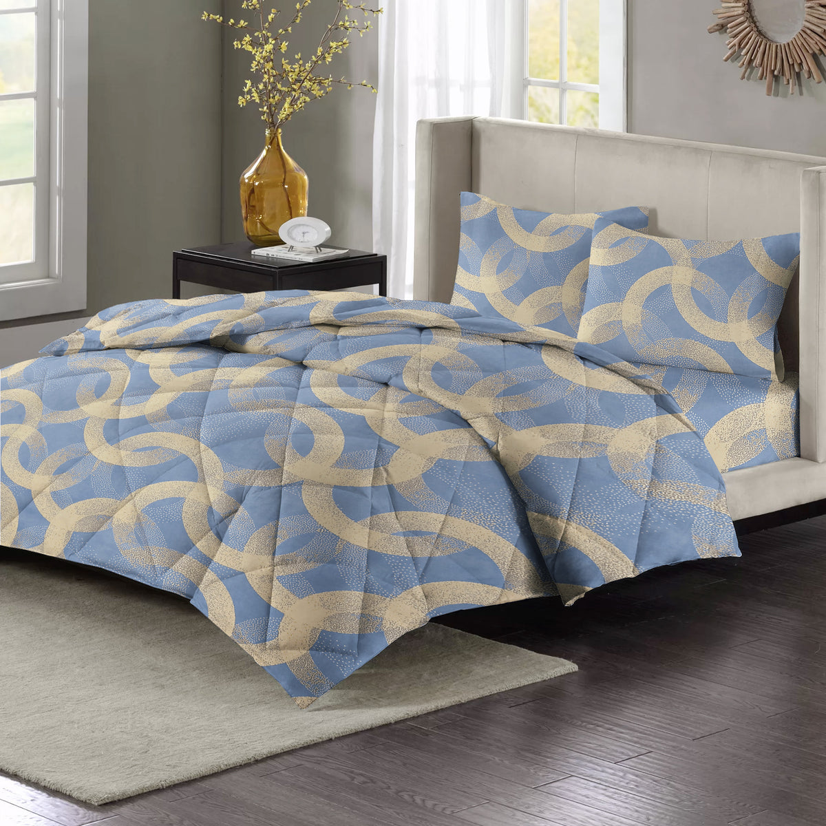 Valencia 4Pcs Bedding Set Light Blue