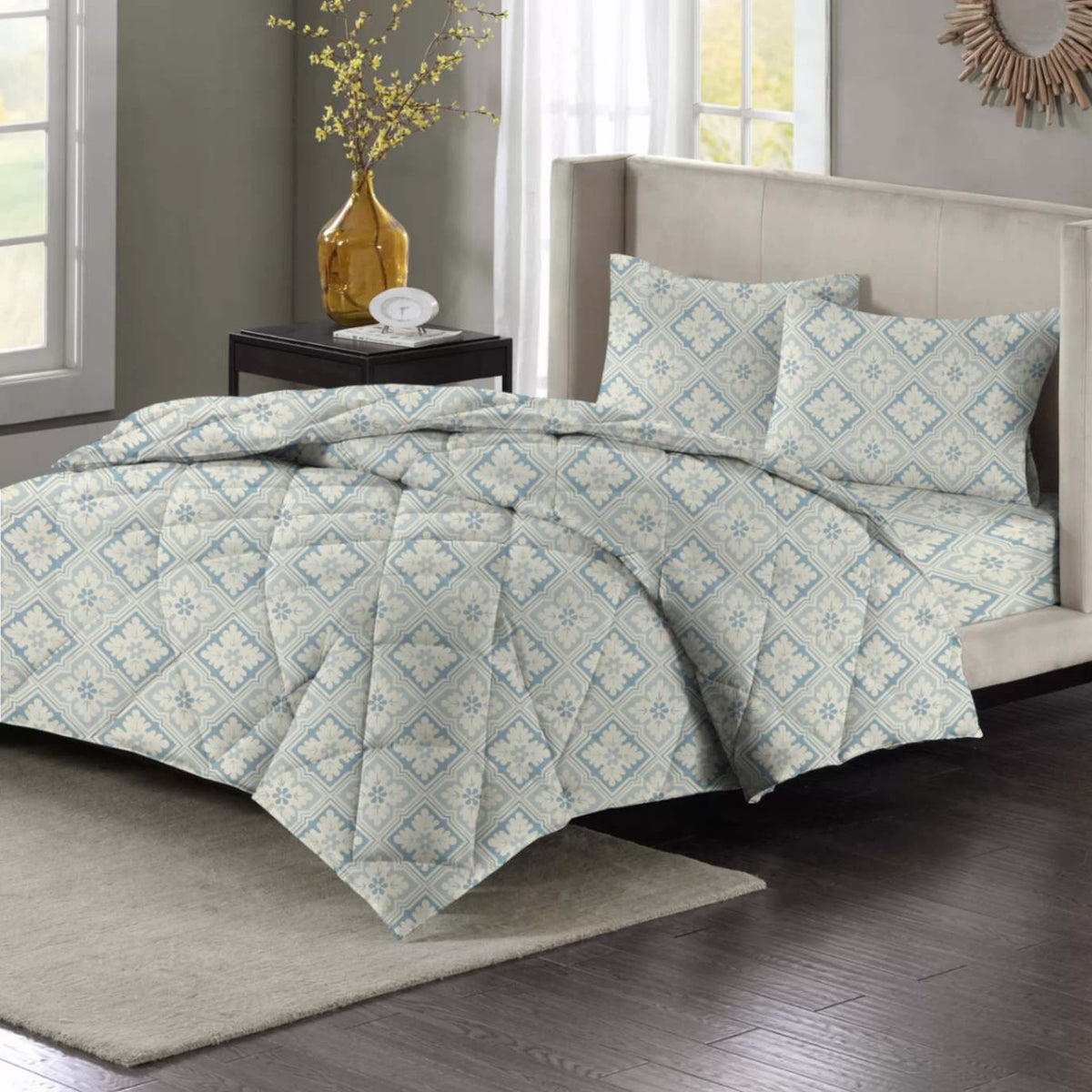 Valencia 4Pcs Bedding Set Silver Grey